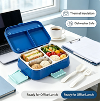 Kotak Makan Bento Ramah Lingkungan dari Baja Anti Karat 4 Kompartemen untuk Anak-Anak, Bebas BPA, Anti Bocor, dengan Garpu dan Sendok