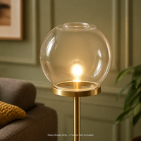 Abat-jour en verre soufflé à la main, transparent, rond, double ouverture, pour lampe suspendue ou lampe de table, décoration d'intérieur