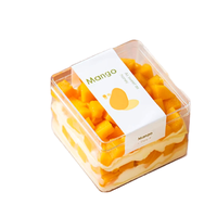 Boîtes d'emballage jetables pour desserts, mousses, pâtisseries, tiramisu, gâteaux aux mille couches, gâteaux aux fruits, format carré 9,5*9,5*6,5 cm, pour aliments en conserve