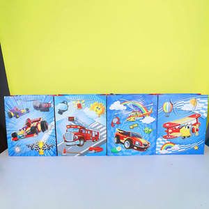 OMET <span class=keywords><strong>3D</strong></span> xe ô tô xe lửa máy bay phim hoạt hình đồ chơi bao bì màu xanh túi giấy - Product Image 5