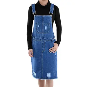 Pabrik Guangzhou Grosir Gaun Jumper Rok Denim Wanita dengan Suspender8/Rok dan Gaun Wanita