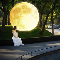 2M/ 3M Mobilier d'extérieur Décoration personnalisée de festival Boule de lumière LED Boule de lune géante en plastique de haute qualité Lumière de lune dorée