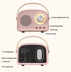 Retro Thanh Lịch Mini Xách Tay Bluetooth Loa Âm Thanh Nhà Hệ Thống Âm Nhạc Máy Nghe Nhạc Với Bt USB TF Thẻ AUX FM Đài Phát Thanh - Product Image 5