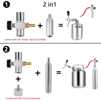 Régulateur de CO2 2-en-1 avec kit de tuyau carbonaté à raccord rapide, chargeur de CO2 pour brassage maison (0-60 PSI) et régulateur de pression pour eau gazeuse DIY