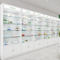 Vitrine de pharmacie sur mesure en verre trempé robuste avec éclairage LED, présentoir mural médical pour centres commerciaux et bijouteries