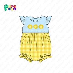 Nuovo arrivo abbigliamento per bambini smocked sei sole nodo francese ricamo ragazza vestiti estivi all'ingrosso per ragazze abbigliamento boutique - Product Image 3
