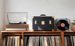 Reproductor <span class=keywords><strong>de</strong></span> Vinilos Portátil Inalámbrico para Amantes <span class=keywords><strong>de</strong></span> la Música, Diseño Vintage Tipo Maleta, Ideal para Viajes - Product Image 5