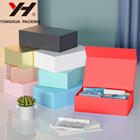 Boîtes cadeaux magnétiques pliables en gros avec logo personnalisé, boîtes en papier roses avec ruban pour cosmétiques
