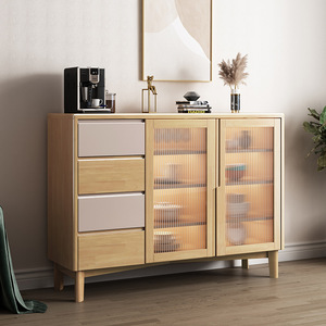 Aparador Nórdico de Madera Maciza de 900 mm+, Mueble de Cocina Moderno y Minimalista, Mueble Multifuncional para Platos - Product Image 1