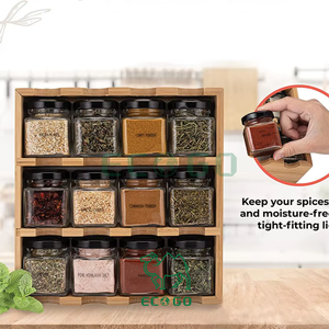 Venta caliente 12-Cube Jars Stand Rack Bamboo Spice Jar Rack Alta calidad 3 Tiers Bamboo Kitchen Organizer Set Independiente - Product Image 3