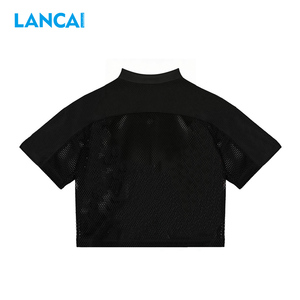 T-shirt Lancai pas cher pour homme, 100 % polyester, col en V, coupe ample, séchage rapide, manches courtes, maillot en maille imprimé - Product Image 3