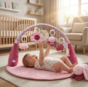 Tappeto Sensoriale Floreale per <span class=keywords><strong>Neonati</strong></span> con Archi Imbottiti, Tappetino per Gioco e Tummy Time, Rosa Vintage Trapuntato - Product Image 3