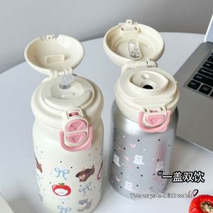 Botella Infantil con Tapa 2 en 1, Acero Inoxidable 304, Tapa Antiderrames, Material de Grado Alimenticio, Botella de Agua de 350 ml - Product Image 2