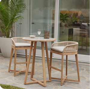 تصميم أكثر حداثة متجر القهوة وسادة بيضاء مسند ذراع عالية المطبخ مطعم طاولة الطعام الخشبية الروطان مقهى - Product Image 3