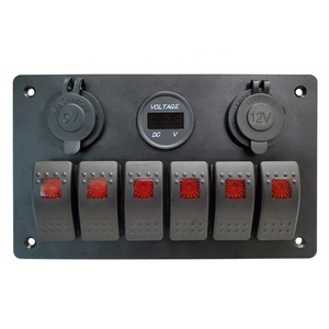 Amomd 6 Gang Waterproof LED <strong>Rocker</strong> Switches Car Boat Power Socket On-Off Function 12V 20A Max Current Switch <strong>Panel</strong> - Product Image 2