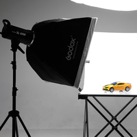 Kit de 2 lampes LED de studio Godox SL-60W 5600K pour photo et vidéo, avec support et boîte à lumière, CRI élevé >95, design portable, blanc