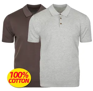 T-Shirt Polo da Golf in maglia con Logo personalizzato 2024 nuovo Design in tinta unita da uomo in cotone 100% a maniche corte