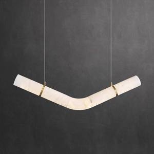 Luminaire suspendu moderne en albâtre, forme cylindrique, LED blanc chaud 2700K, pour salon, grande taille, base d'ampoule E27 - Product Image 1