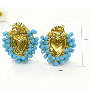 Ciondolo a Cuore Dorato Intrecciato con Perline di Miglio, Gioielli per Bracciali e Collane, Accessori Fai-da-<span class=keywords><strong>Te</strong></span>, Regalo di San Valentino - Product Image 3