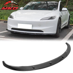 Pour Tesla Model 3 2024-2025, lèvre de pare-chocs avant en PP noir brillant, 3 pièces - Style IKON V4, pièces automobiles de haute qualité, kit carrosserie - Product Image 1