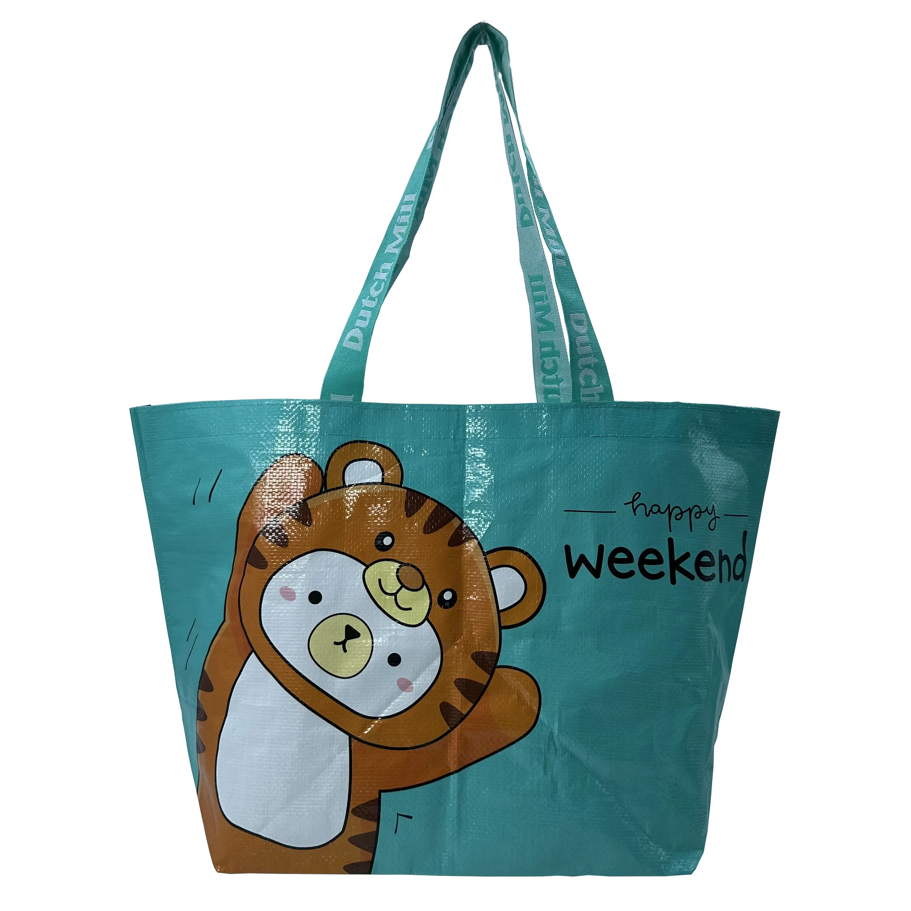 Customized Recyclable PP Tote Shopping Bag large capacity carrying bag shoulder bag with long handle