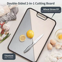 Planche à double face en titane pur DuraTitan, robuste, durable, antidérapante, avec rainures pour le jus, pliable, passe au lave-vaisselle, écologique