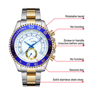 Reloj de Pulsera DFS05 Original de Marca para Hombre, Automático, Mecánico, Correa de Acero Inoxidable, Bisel Dorado, Estilo Casual y Ejecutivo - Product Image 2