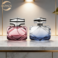 Flacon de parfum en verre transparent de 80 ml, forme unique, atomiseur de parfum, col serti, vaporisateur de parfum pour emballage cosmétique