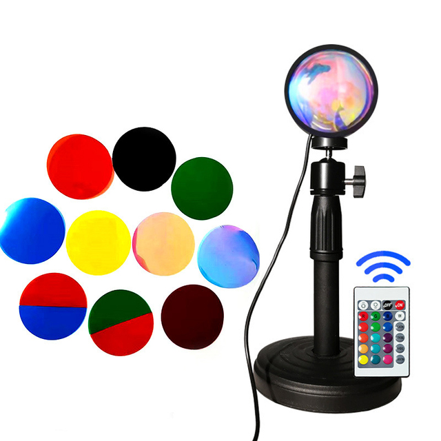 Sunset Lights Modern Lamps Creative Floor Lamp Sunset Table Lamps Hotel Sunset Lights Remote Control Colorful Colors Decoration