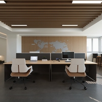 Bureau d'ordinateur en bois confortable, poste de travail modulaire extensible pour 2, 4 ou 6 personnes, mobilier de bureau moderne