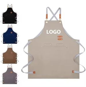 Delantal de cocina de lona de tamaño adulto al por mayor, impermeable, a prueba de aceite, ajustable, lavable, para salón, peluquería, panadería, tienda, delantales - Product Image 2