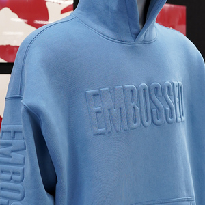 Wholesale Unisex Heavyweight Fleece Oversized 3D Embossed Hoodie with Custom Logo Streetwear Essential <b>Pullover</b> Hoodie for <b>Men</b> - Product Image 2
