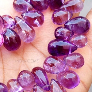 Thạch anh tím Giọt Nước Mắt hình dạng đồng bằng hạt lỏng đá quý làm đồ trang sức vòng cổ giá bán buôn mỗi sợi tự nhiên + AAA chất lượng hàng đầu - Product Image 2