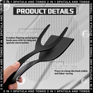 2 in 1 Grip Flip Spatula Clamp Egg Pancake Fish French Toast Omelette Making Non Stick Home Kitchen Cooking Turner <b>Tool</b> - Product Image 5