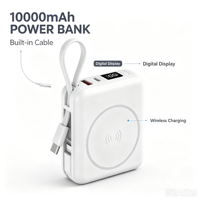 Batterie externe 10000mAh à charge rapide 22.5W, chargeur portable avec câble intégré, charge sans fil, fabricant OEM