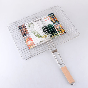 Bbq <b>Grill</b> Wire <b>Mesh</b> Rack With Handle 43x32x60cm Welded Portable Outdoor Grilling Tool - Product Image 1