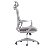 Chaise de bureau ergonomique à dossier haut en maille avec appui-tête réglable et support lombaire, chaise de bureau pivotante pour la maison et le bureau, gris