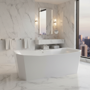 Baignoire hexagonale autoportante en acrylique Krypton pour usage intérieur dans les hôtels et appartements, avec fonction massage - Product Image 1