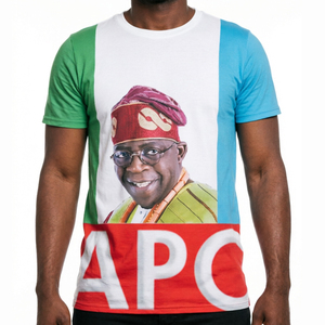 T-shirts personnalisés à manches courtes à séchage rapide avec impression par sublimation du président du PAP du Nigeria, Tinubu, pour commande en gros - Product Image 1