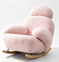 Fauteuil à bascule Teddy en velours 807, design moderne, écologique, dossier ouvert, base en bois, chaise de salon confortable pour une personne