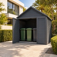 Abri à outils en aluminium à toit en pente 3x2m, avanture 2.1m, sommet 3.1m, portes battantes doubles, taille personnalisée