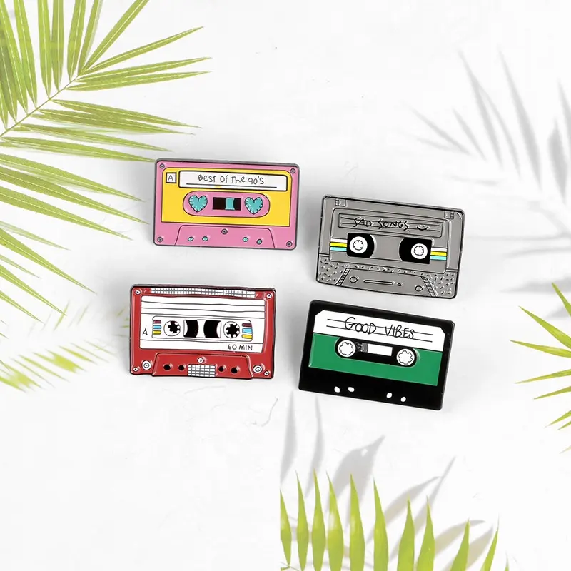 Groothandel cartoon tape broche hoge kwaliteit muziek CD email revers pin pinnen goede van de 90's liedjes accepteren custom