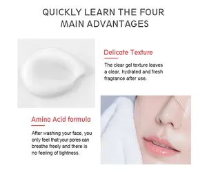 Limpiador Facial hidratante de marca privada, sin aceite, aminoácido, suave