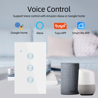 Interruptor de Luz Inteligente Tuya Estándar Americano, 1 Canal, Panel Táctil de Vidrio, WIFI+BLE, Control por Voz con Alexa para el Hogar