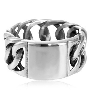 yunnique Men's <b>Titanium</b> Steel Motorcycle Chain <b>Ring</b> Hollow Geometric Design Size 27 Fashion Jewelry Gift - Product Image 4