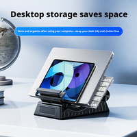 Support pour ordinateur portable avec levage par bouton, design ergonomique pour le bureau, réglable en hauteur de 136 à 212 mm pour un confort optimal de la colonne vertébrale