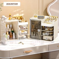 [Stock US] Organisateur de maquillage à 3 tiroirs avec miroir, sans assemblage, meuble de rangement cosmétique en plastique pour comptoir de salle de bain