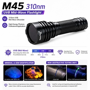 Torcia UV Profonda 310nm UVC |   Filtro ZWB3 LED a 9 chip ad alta potenza da 10W |   Torcia da Campeggio Ricaricabile 21700 con Grado di Protezione IP66, Professionale - Product Image 2