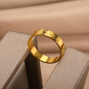 Go Party Dainty bijoux en acier inoxydable plaqué or 18K lune et étoile bague de pouce gravure planète bagues femmes hommes Couples - Product Image 2