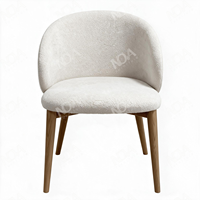Chaise de salle à manger moderne avec dossier incurvé enveloppant, pieds en bois massif, fauteuil rembourré pour salon et salle à manger